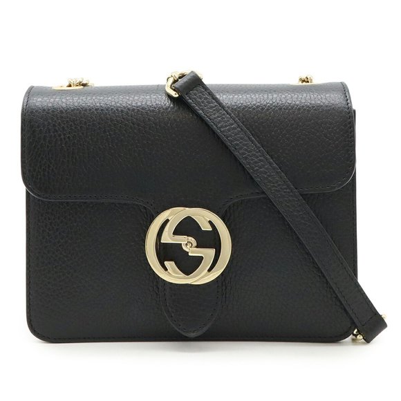 GUCCI Black Leather Shoulder Bag - Picture 1 of 9